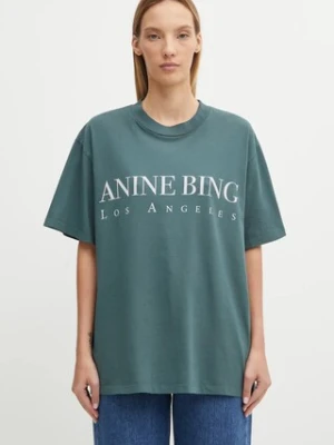 Anine Bing t-shirt bawełniany ashton damski kolor turkusowy A.08.10133
