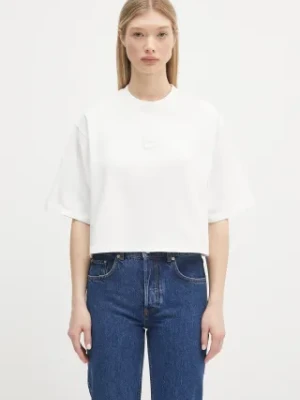 Anine Bing t-shirt bawełniany Myers Cropped Tee Framed Monogram damski kolor biały A.08.10920