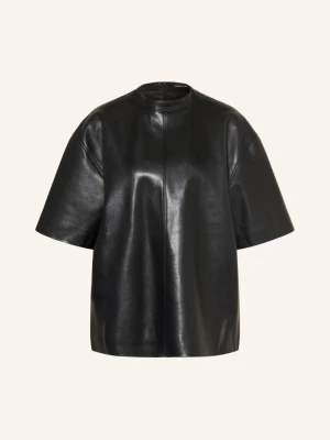 Anine Bing T-Shirt Zeina O Wyglądzie Skóry schwarz CZARNY