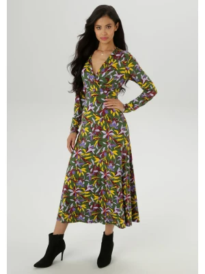 Aniston Sukienka w kolorze ciemnozielono-żółtym rozmiar: 40
