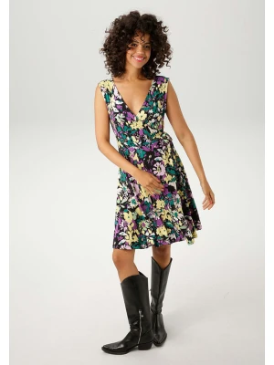 Aniston Sukienka w kolorze czarno-fioletowo-żółtym rozmiar: 40