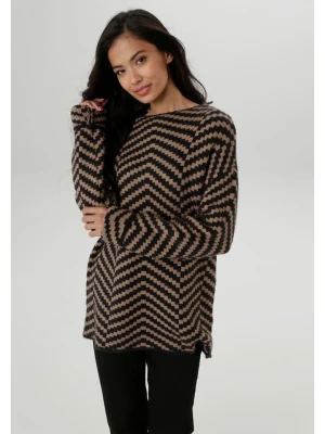 Aniston Sweter w kolorze jasnobrązowo-czarnym rozmiar: 44
