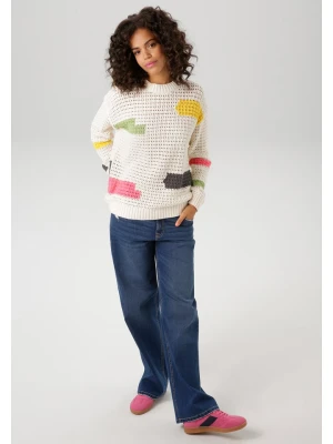 Aniston Sweter w kolorze kremowym ze wzorem rozmiar: 36