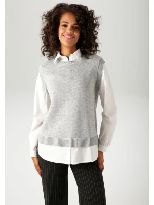 Aniston Sweter w kolorze szaro-białym rozmiar: 38