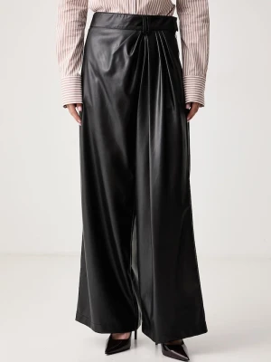 Aniye By spodnie wide leg damskie z imitacji skóry Caly czarny