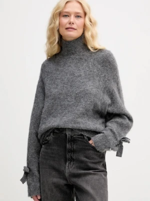 Aniye By sweter z dodatkiem wełny damski kolor szary ciepły z półgolfem 181007