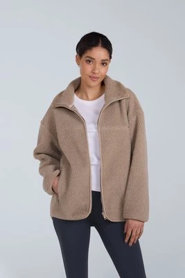 Anna — damska bluza polarowa z zamkiem błyskawicznym - Beige Animal