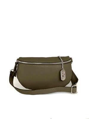 Anna Morellini Skórzana saszetka "Berenice" w kolorze khaki - 25 x 14 x 1 cm rozmiar: onesize