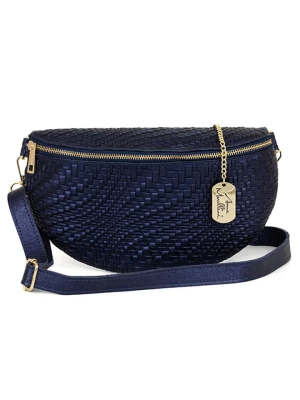 Anna Morellini Skórzana saszetka "Rufina" w kolorze granatowym - 30 x 18 x 9 cm rozmiar: onesize