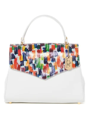 Anna Morellini Skórzana torebka "Anna" w kolorze białym ze wzorem - 30 x 20 x 9 cm rozmiar: onesize