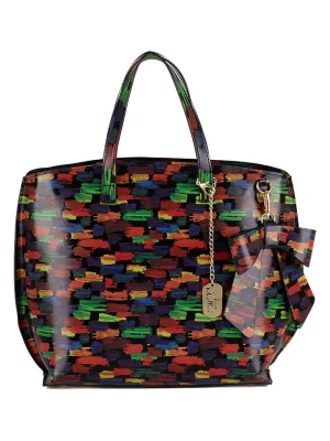 Anna Morellini Skórzana torebka "Anna" w kolorze czarnym ze wzorem - 32 x 30 x 13 cm rozmiar: onesize