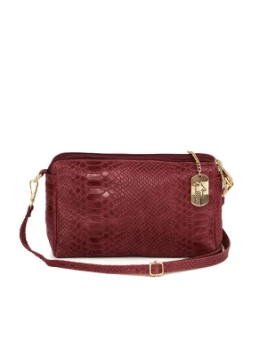 Anna Morellini Skórzana torebka "Luigina" w kolorze bordowym - 25 x 16 x 7 cm rozmiar: onesize