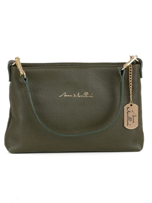 Anna Morellini Skórzana torebka "Sancia" w kolorze khaki - 25 x 16 x 4 cm rozmiar: onesize