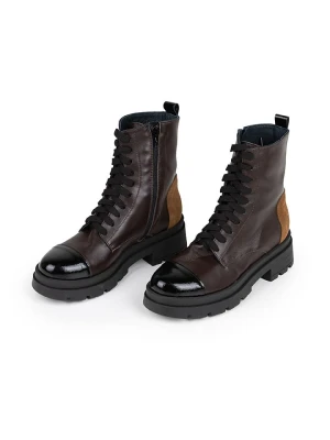 Anna Morellini Skórzane botki "Eliolia" w kolorze czarno-brązowo-fioletowym rozmiar: 39