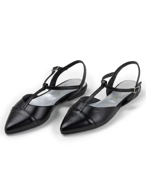 Anna Morellini Skórzane klapki "Silina" w kolorze czarnym z paskiem rozmiar: 41