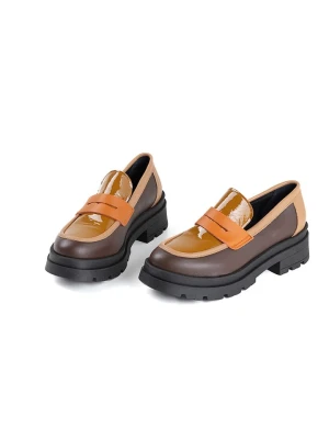 Anna Morellini Skórzane mokasyny "Aureda" w kolorze beżowo-pomarańczowo-brązowym rozmiar: 39