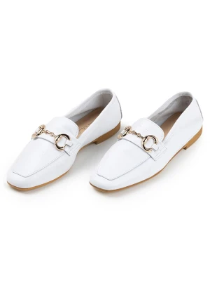 Anna Morellini Skórzane mokasyny "Pinetta" w kolorze białym rozmiar: 38