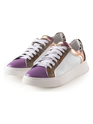 Anna Morellini Skórzane sneakersy "Biama" w kolorze kremowo-fioletowym rozmiar: 38