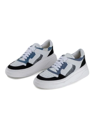 Anna Morellini Skórzane sneakersy "Eviradia" w kolorze biało-niebieskim rozmiar: 38