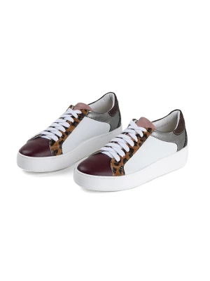 Anna Morellini Skórzane sneakersy "Getta" w kolorze srebrno-białym rozmiar: 41