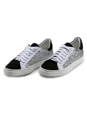 Anna Morellini Skórzane sneakersy "Gisara" w kolorze srebrno-biało-czarnym rozmiar: 38