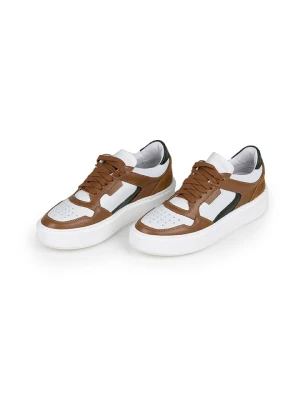 Anna Morellini Skórzane sneakersy "Ludia" w kolorze biało-zielono-jasnobrązowym rozmiar: 38