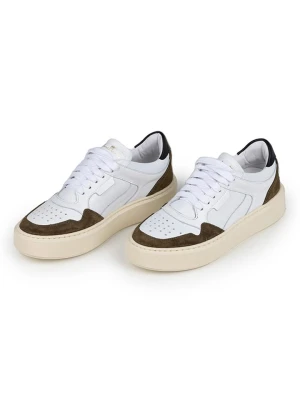 Anna Morellini Skórzane sneakersy "Ricarta" w kolorze biało-brązowym rozmiar: 40