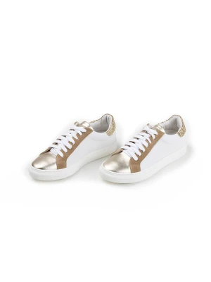 Anna Morellini Skórzane sneakersy "Ziarisa" w kolorze złoto-białym rozmiar: 39