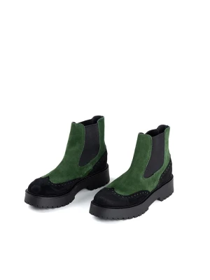 Anna Morellini Skórzane sztyblety "Bridianda" w kolorze zielono-czarnym rozmiar: 41