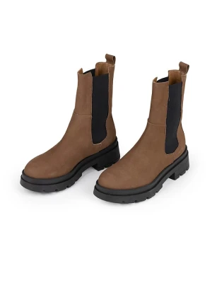 Anna Morellini Skórzane sztyblety "Marlorina" w kolorze jasnobrązowo-czarnym rozmiar: 37