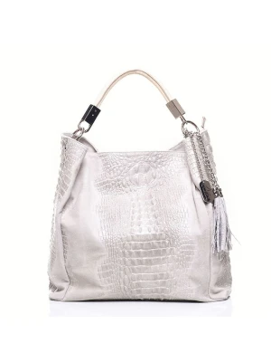 Anna Morellini Skórzany shopper bag "Allessandra" w kolorze srebrnym - 38 x 36 x 14 cm rozmiar: onesize