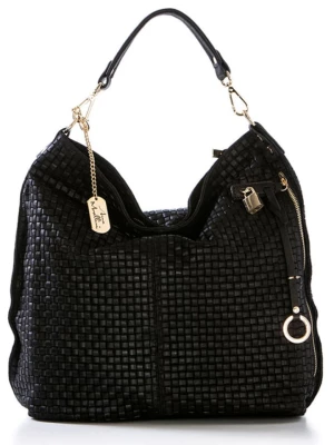 Anna Morellini Skórzany shopper bag "Caroline" w kolorze czarnym - 42 x 38 x 17 cm rozmiar: onesize