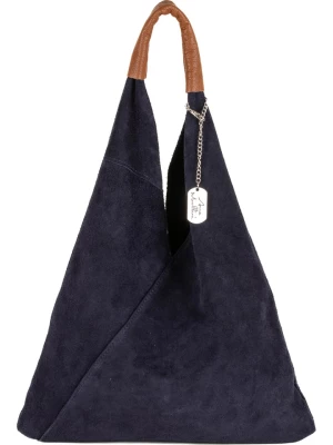 Anna Morellini Skórzany shopper bag "Eleonora" w kolorze granatowym - 40 x 31 x 2 cm rozmiar: onesize