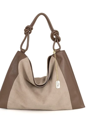 Anna Morellini Skórzany shopper bag "Ferdinanda" w kolorze brązowo-beżowym - 55 x 40 x 13 cm rozmiar: onesize
