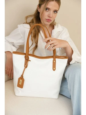 Anna Morellini Skórzany shopper bag "Lauretta" w kolorze białym - 40 x 32 x 12 cm rozmiar: onesize