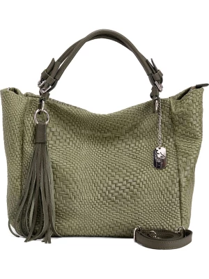 Anna Morellini Skórzany shopper bag "Solana" w kolorze zielonym - 42 x 30 x 20 cm rozmiar: onesize