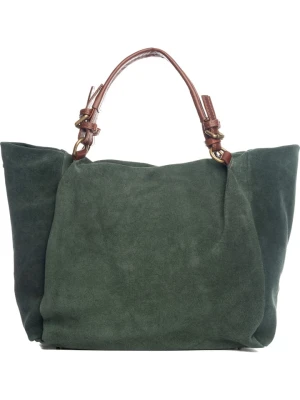 Anna Morellini Skórzany shopper bag w kolorze zielono-brązowym - 45 x 50 x 20 cm rozmiar: onesize
