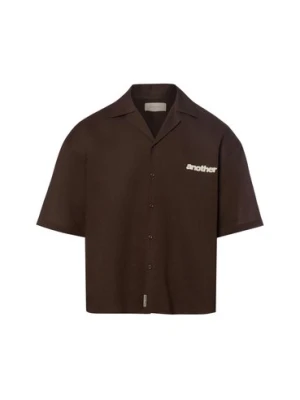 Another Cotton Lab Męska koszula lniana Mężczyźni Comfort Fit len brązowy,