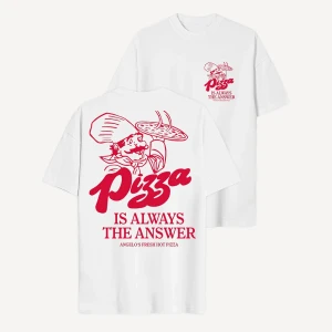 Another Cotton Lab Pizza is always the Answer Oversized T-Shirt kobiety T-Shirty i Polo biały rozmiar Odzież