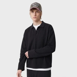 Another Longsleeve Piqué Polo Shirt Another Cotton Lab czarny