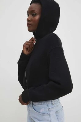 Answear Lab bluza bawełniana damska kolor czarny z kapturem gładka