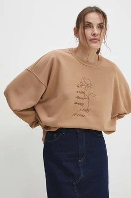 Answear Lab bluza damska kolor beżowy z aplikacją