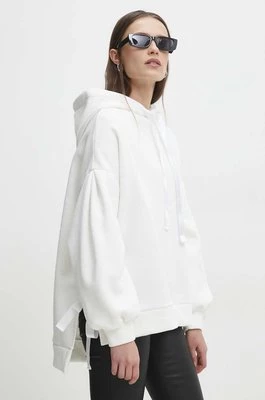 Answear Lab bluza damska kolor biały z kapturem gładka