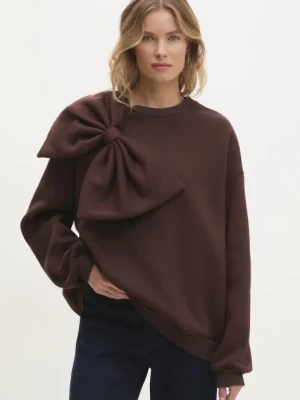 Answear Lab bluza damska kolor brązowy gładka