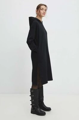 Answear Lab bluza damska kolor czarny z kapturem gładka