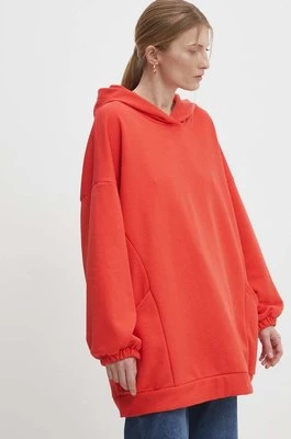 Answear Lab bluza damska kolor czerwony z kapturem melanżowa