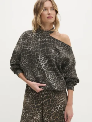 Answear.LAB bluza damska kolor szary wzorzysta
