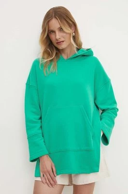 Answear Lab bluza damska kolor zielony z kapturem gładka