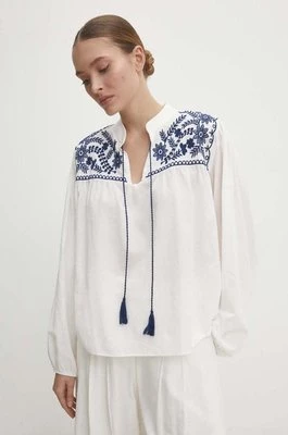 Answear Lab bluzka bawełniana damska kolor biały z aplikacją