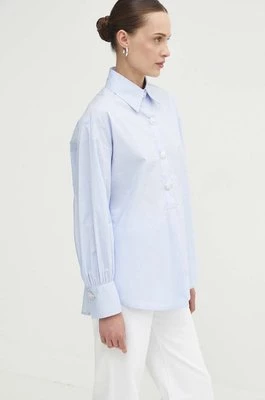 Answear Lab bluzka bawełniana damska kolor niebieski gładka